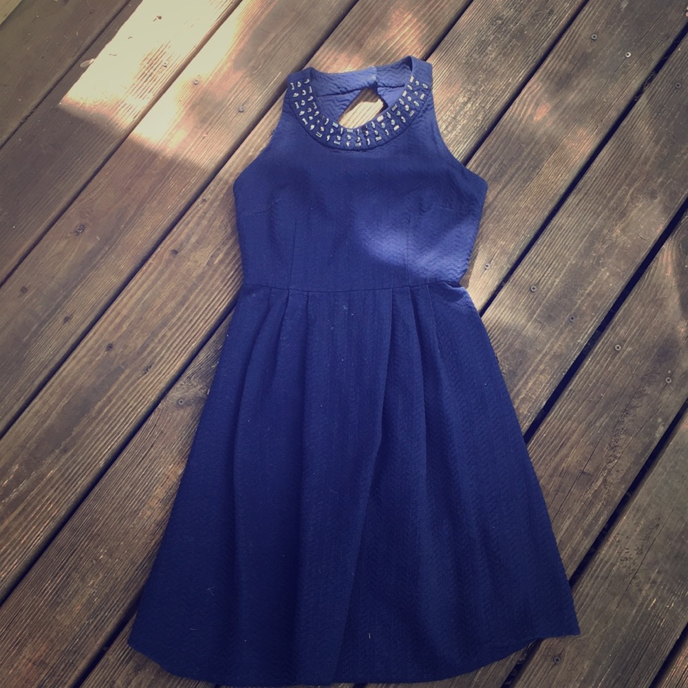 New York and Company navy blue skater dress, size0